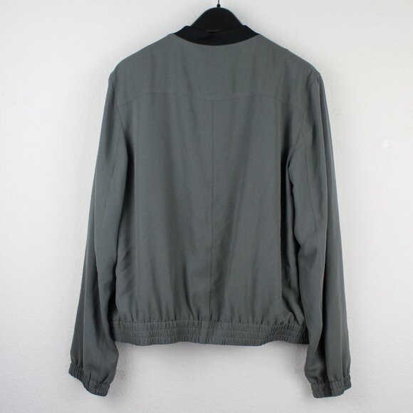 NWT Theory Front Zip Bomber Jacket, Thyme Green– Minimalist Lightweight Layer - Picture 8 of 14